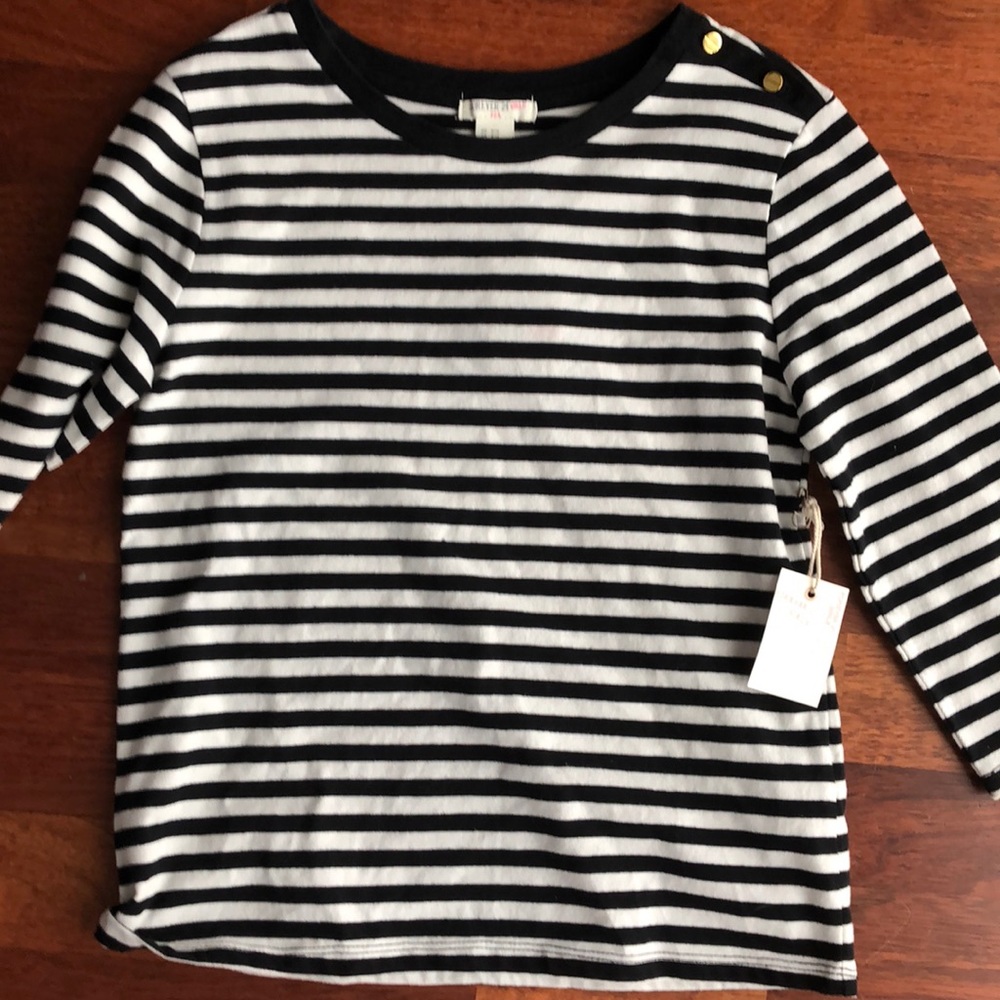 Black and white striped with gold buttons